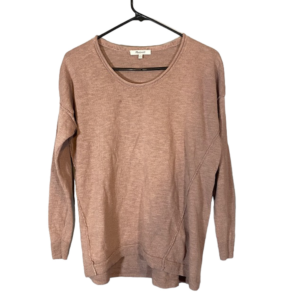 Madewell Rose Pink Long Sleeve Linen Blend Pullover Knit Sweater Women Sz XXS